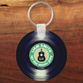 ビニールレコードドラムグリーンギターキーチェーン キーホルダー (正面)