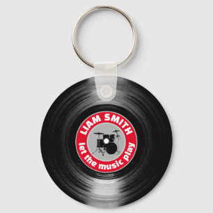 ビニールレコードドラムレッドKeychain キーホルダー