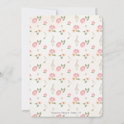 ビニールレコードフローラ水彩カップルのシャワー 招待状 (裏面)