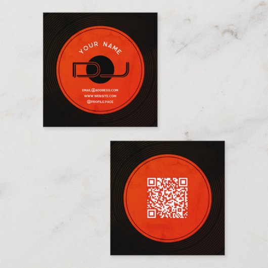 ビニールレコードプレートDJミュージカル スクエア名刺 (正面/裏面)