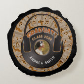 ビニールレコードヘッドホモダンンレトロミュージカルグラード ラウンドクッション (裏面)