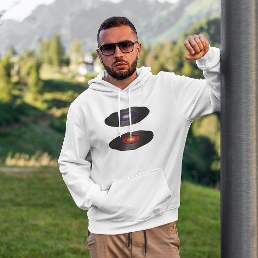 ビニールレコードメンズフード付きスウェットシャツ パーカ