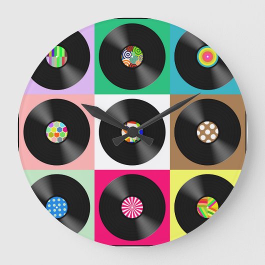 ビニールレコードレトロ壁時計 ラージ壁時計 (正面)