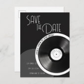 ビニールレコードレトロ70s白黒ミニマル 案内ポストカード (正面/裏面)