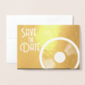 ビニールレコードレトロ70s白黒ミニマル 箔カード (封筒付き正面)