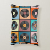 ビニールレコードレトロLPディスクセットヴィンテージ図 アクセントクッション (裏面(縦))