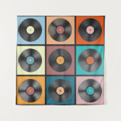 ビニールレコードレトロLPディスクセットヴィンテージ図 タペストリー (正面(横))
