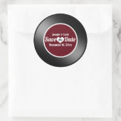 ビニールレコードワイン赤い結婚式の日付を保存 ラウンドシール (バッグ)