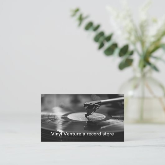 ビニールレコード店レトロテーマ名刺 名刺 (スタンド正面)