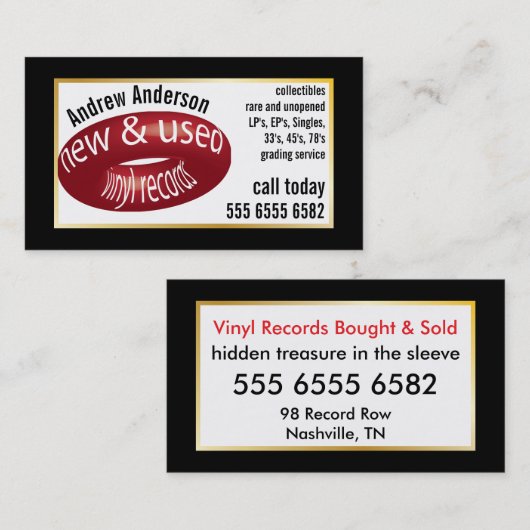 ビニールレコード新規および使用済みカラフルFab新規キューブ 名刺 (正面/裏面)