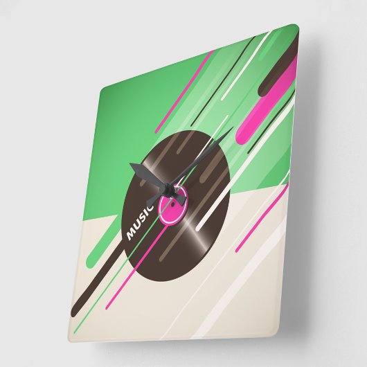 ビニールレコード角壁時計 スクエア壁時計