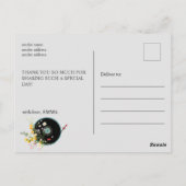 ビニールレコード、オルディ素朴ス音楽、花、 ポストカード (裏面)