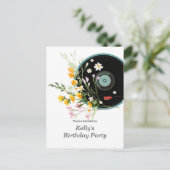 ビニールレコード,  オールディーズ, ラスティック ミュージック, 花, 大人 インビテーションポストカード (スタンド正面)