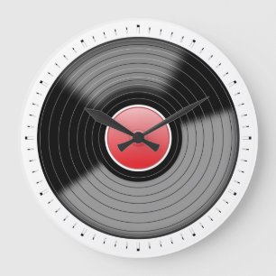 ビニールレコード ターンテーブル LP 壁掛け時計 ラージ壁時計