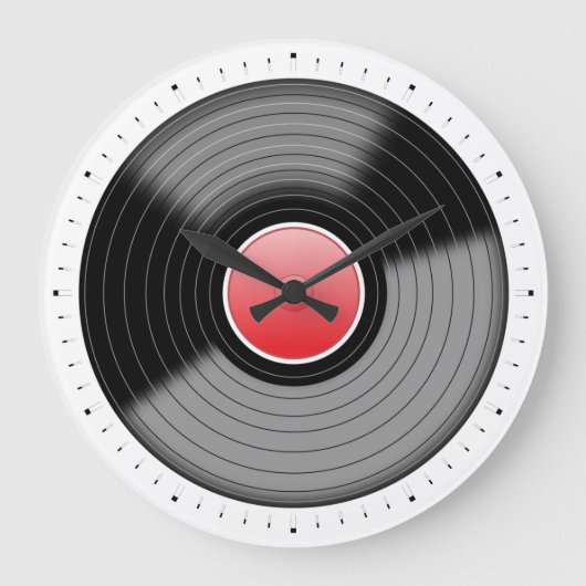 ビニールレコード ターンテーブル LP 壁掛け時計 ラージ壁時計 (正面)