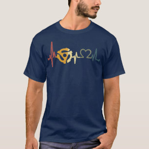 ビニールレコード ハートビート ヴィンテージ レトロ DJ オールド Tシャツ