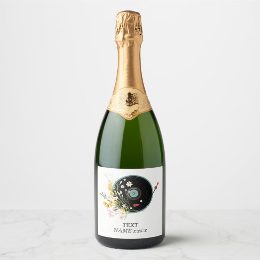 ビニールレコード、フローラ、オルディ素朴ー、ウィメンズミュージック スパークリングワインラベル (正面)