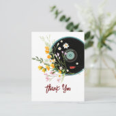 ビニールレコード,  古い曲の郷愁の音楽, 花 ポストカード (スタンド正面)