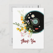 ビニールレコード,  古い曲の郷愁の音楽, 花 ポストカード (正面/裏面)