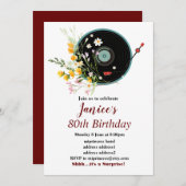 ビニールレコード, 花柄, オールドies ラスティック, 女性の音楽 招待状 (正面/裏面)