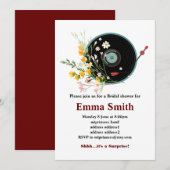 ビニールレコード 花柄 古典音楽 ラスティック 女性音楽 招待状 (正面/裏面)