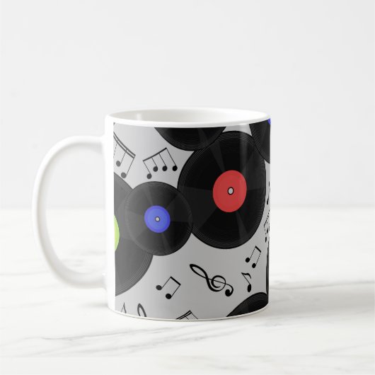 ビニールレコード:音符パターン コーヒーマグカップ (左)