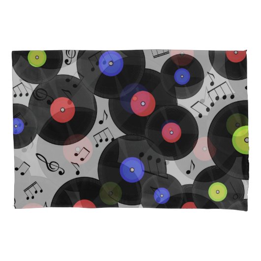 ビニールレコード:音符パターン 枕カバー (正面)