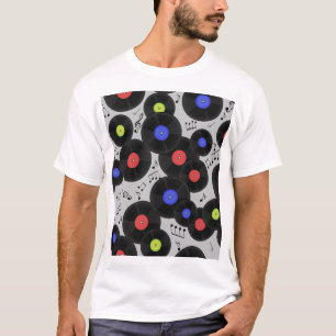 ビニールレコード：音符パターン Tシャツ