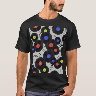 ビニールレコード:音符パターン Tシャツ