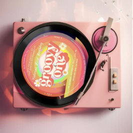 ビニールレコードGroovy One最初の誕生日 招待状