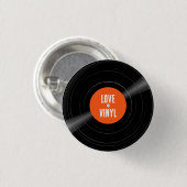ビニールレコードLPカスタム文字の色とピンボタン 缶バッジ (正面&裏面)