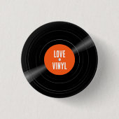 ビニールレコードLPカスタム文字の色とピンボタン 缶バッジ (正面)