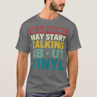 ビニールレコードLP列についておもしろい話し始める Tシャツ