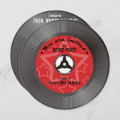 ビニールレトロパーティーレッド 招待状 (正面/裏面)