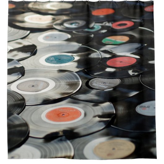 ビニールレトロプラスチック旧黒 シャワーカーテン (正面)