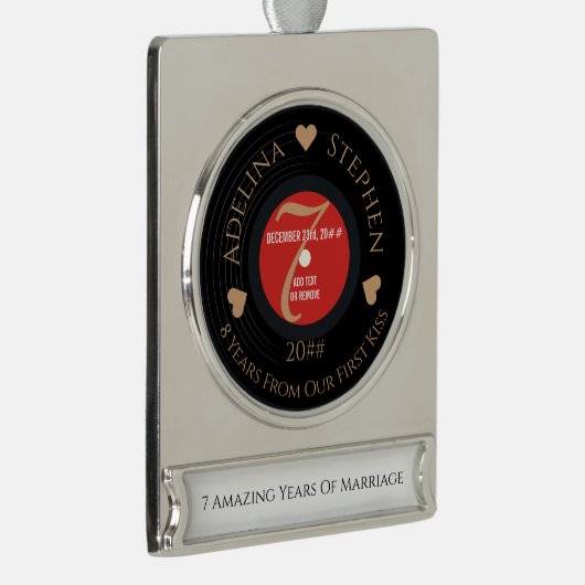 ビニールロマンチック第7回銅結婚記念日 シルバープレートバナーオーナメント (右)