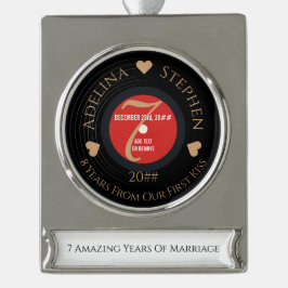ビニールロマンチック第7回銅結婚記念日 シルバープレートバナーオーナメント