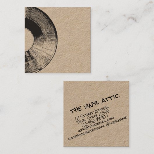 ビニール動揺してレコード スクエア名刺 (正面/裏面)