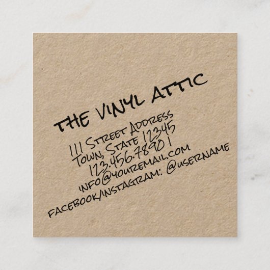 ビニール動揺してレコード スクエア名刺 (裏面)