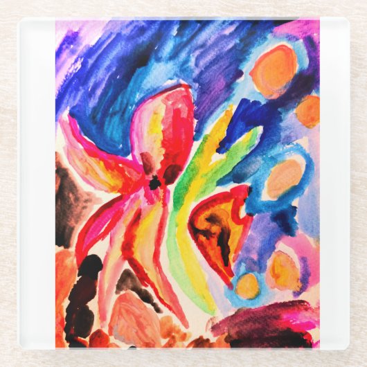 ビニール包まれたフラスコ ガラスコースター (正面)