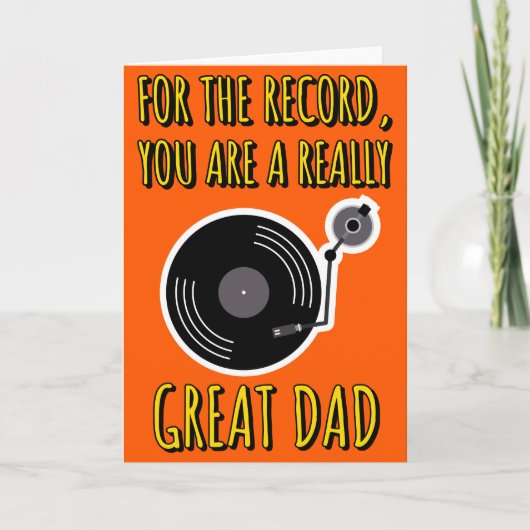 ビニール愛好家レコードオレンジの父の日 カード (正面)