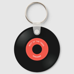ビニール独身のレコード「45」デザインキーチェーン キーホルダー