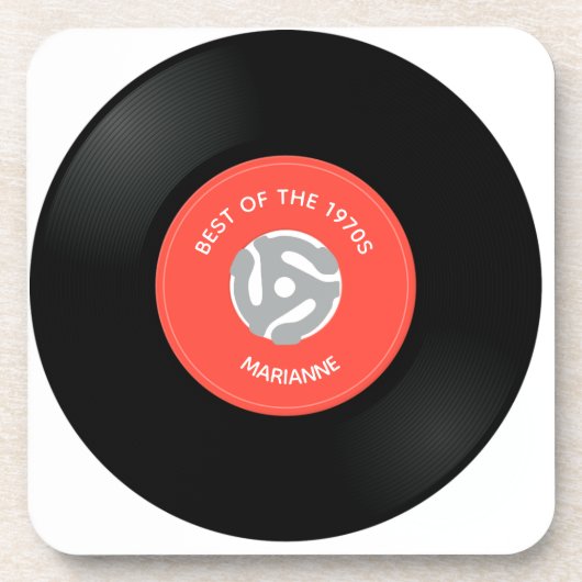 ビニール独身のレコード「45」デザイン飲料用コースター コースター (正面)