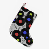 ビニール製のレコードや音符を使ったシームレスなパターン。  スモールクリスマスストッキング (正面 (吊り時))