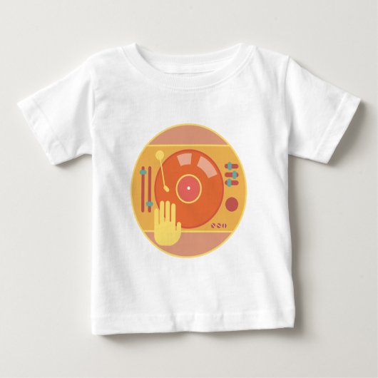 ビニール記録プレーヤー手傷ライト ベビーTシャツ (正面)