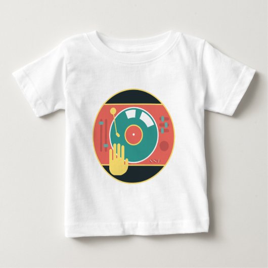 ビニール記録プレーヤー手傷 ベビーTシャツ (正面)
