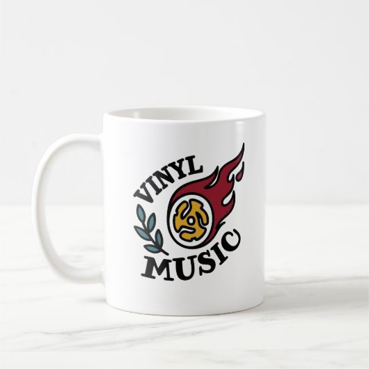 ビニール音楽炎タトゥー 45 RPM アダプター コーヒーマグカップ (左)