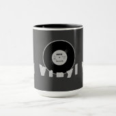 ビニール1955のラベル33 RPMの記録的な黒い及び白2 マグカップ (中央)