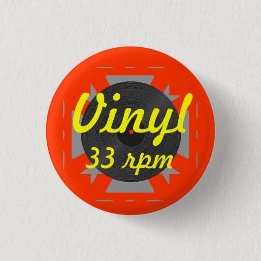 ビニール33 rpm 缶バッジ (正面)
