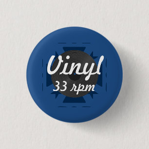 ビニール33 rpm、青いか白または灰色 缶バッジ
